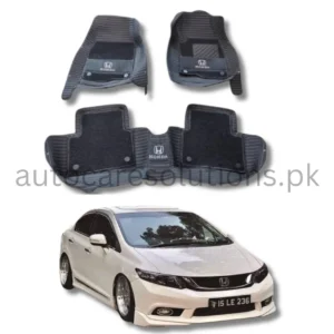 Honda Civic Rebirth 2013-2016 10D floor Mats Black Grass With Embossed Logo